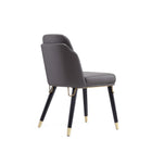 Manhattan Comfort Estelle 20.08" Modern Faux Leather Upholstered Dining Chair - Pebble and Black-Weight Capacity: 300 lb. Seat Height: 18.9"