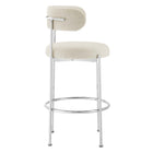 Modway Albie Fabric Bar Stools - Beige/Silver - 2 Pack-8