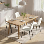 HOMCOM Dining Chairs with Metal Legs - Cream White - Set of 4-Soft velvet feel fabric, padded seat and solid back provides high comfort