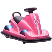 Qaba 6V Electric Bumper Car for Kids with 360 Degree Spin and Dual Motors - Pink-Lets kids drive independently with ride-on design and a steering wheel 