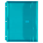 JAM Paper Plastic 3 Hole Punch Binder Envelopes, VELCRO Brand Closure, 1 Expansion, 8.6 x 11.5, Teal Blue, 12 Pack (218VB1TE)-Teal