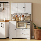 HOMCOM 64" H Kitchen Pantry Cabinet with 3 Compartments and 2 Drawers - White-A spacious countertop fits coffee makers and toasters, creating a handy coffee station 