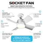 Bell+Howell 15.7 in. Socket Fan Warm Light with Remote - White-Easy to operate with remote control
