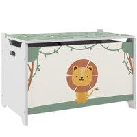 Qaba Kids Storage Chest with Lid - Green-Spacious storage space for toys, books and clothes
