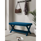 Manhattan Comfort Abigail 42.12" Mid-Century Modern Velvet Upholstered Ottoman Bench - Blue-Solid Wood Frame for Durability and Functionality