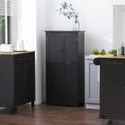 HOMCOM 48" H Kitchen Pantry Cabinet with Shelves - Black-Equipped with the anti-tilt device 