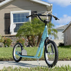 Aosom Youth Street Kick Scooter with 16'' Inflatable Wheel Dual Brakes - Blue-No pedals, no gears, no brakes, kids walk along at their own speed 