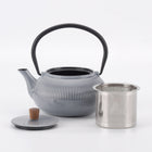 Minimal Enamelled Cast Iron Teapot - Line Grey - 0.6 L-Perfect for brew the team and boil water with it