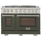 Kucht 48" KFX-X Series Pro Style Natural Gas Range - Stainless Steel/Olive Green-New true simmer burners for precise low heat cooking