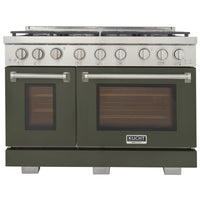 Kucht 48" KFX-X Series Pro Style Natural Gas Range - Stainless Steel/Olive Green-New true simmer burners for precise low heat cooking