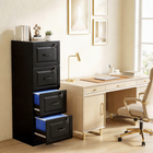 HOMCOM 4 Drawer Vertical Filing Cabinet with Lock - Black-Adjustable rails accommodate both A4 and Letter-sized folders 