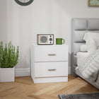 HOMCOM Bedside Table with 2 Drawers - White-Two sliding drawers with handles for easy opening/closing