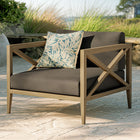 Modway Northlake Outdoor Teak Armchair - Flint Grey-Weather-Resistant Cushions