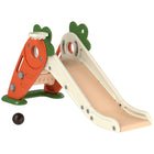 Qaba 3 in 1 Foldable Toddler Slide with Basketball Hoop, Carrot-Themed - Orange-Slide, climber and basketball hoop combo encourages multiple play activities 
