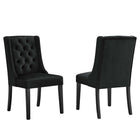 Modway Baronet Performance Velvet Dining Chairs - Black - 2 Pack-Solid Wood Frame