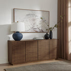 Modway Render 71" 4-Door Fluted Sideboard Cabinet TV Stand - Walnut-Wood Blend Construction with Wood Grain Laminate