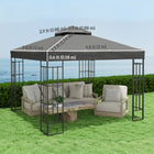 Outsunny 10' L x 10' W Gazebo Replacement Canopy Cover with Drain HolesTop Cover - Dark Grey-Hook and loop fasteners and corner pockets to attach and take off easily