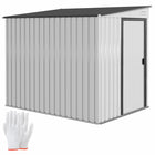 Outsunny Lean-to Outdoor Storage Shed with Foundation - 5' x 7' - White-Functions as a metal bike shed, a tool shed, a generator shed, or a lawn mower storage unit 