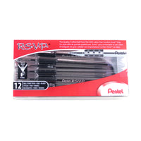 Pentel R.S.V.P. Ballpoint Pens – 0.7mm – Black – 12 Pack  -Ergonomically designed Rubber Comfort Zone grip