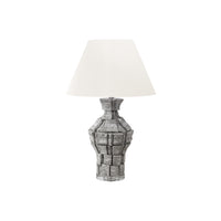 Monarch Specialties 28" H Contemporary Table Lamp - Grey Resin / Ivory / Cream Shade-This contemporary and stylish 28"h table lamp features a grey resin body with a textured finish resembling stone pieces, resting on a clear acrylic base and topped with a sophisticated ivory fabric shade, perfect in a living room, bedroom, or home office