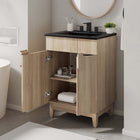 Modway Miles 24" Bathroom Vanity - Black/Oak-Ceramic Sink Basin