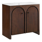 Modway Appia 36" Bathroom Vanity - Walnut/White-Soft-Close Hinges