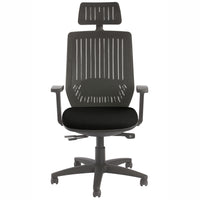 Nightingale Bless Mesh Back With Headrest & Upholstered Seat Chair - Black-Translucent patterned weave, responsive mesh back creates a contoured shape that provides perfect support for all users automatically