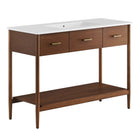 Modway Zaire 48" Single Sink Bathroom Vanity - Walnut/White-MDF and Rubberwood