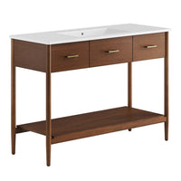Modway Zaire 48" Single Sink Bathroom Vanity - Walnut/White-MDF and Rubberwood