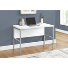 Monarch Specialties 48" L Computer Desk - White Laminate - Silver Metal-Durably designed commercial grade desk built to meet ANSI / BIFMA quality safety standards, ensuring durability and reliability for daily use and backed by a 5 year limited warranty against any defects