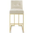 Modway Privy Gold Stainless Steel Upholstered Fabric Bar Stool - Gold Beige-No Assembly Required