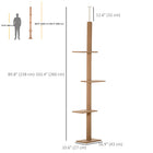 PawHut 100" Floor-To-Ceiling Cat Tree with 3 Perches - Light Brown-Made from E1 grade particle board, giving the tree solid structure 
