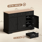 HOMCOM 46.5" Farmhouse Sideboard Buffet Cabinet with Barn Doors & Drawers - Black-Three bottom cabinets offer spacious storage for larger household items