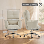 HOMCOM Ergonomic Reclining Office Chair with Snow Flannel Fabric - Cream White-Adjustable height, rocking, and 360° swivel for your suitable posture