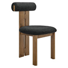 Modway Torian Boucle Fabric Dining Chair - Walnut Black - Set of 2-Assembly Required