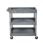 Luxor TUFFY XL Three-Tier Multi-Purpose Utility Cart - 32" W x 18" D - Grey-Supports up to 400 pounds evenly distributed, allowing for heavy loads across all shelves