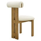 Modway Torian Boucle Fabric Dining Chair - French Oak Ivory - Set of 2-8
