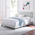 Modway Celine Channel Tufted Performance Velvet Full Bed - Light Grey-Assembly Required