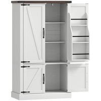 HOMCOM 53.5" H Pantry Cabinet with 6 Door Racks - White-Two cabinets provide enclosed storage for a neat and organised kitchen 