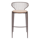 Zuo Silues Barstool - Taupe/Brown - Set of 2-Plush and durable faux leather fabric