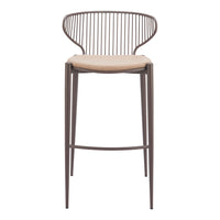 Zuo Silues Barstool - Taupe/Brown - Set of 2-Plush and durable faux leather fabric