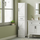 HOMCOM 67" Tall Narrow Bathroom Storage Cabinet - White-Two cabinets and a drawer enhance bathroom storage