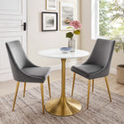 Modway Lippa 28" Round Wood Dining Table - Gold White-Chip-Resistant Metal Pedestal Base