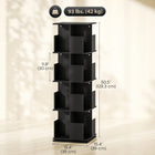 HOMCOM 4 Tier Rotating Bookshelf Tower - Black Wood Grain-Melamine particleboard is scratch-resistant for easy cleaning