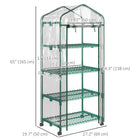 Outsunny 27" x 20" x 65" Portable Greenhouse with 4 Tier Shelves and Wheels - Clear- Spacious enough to accommodate a large number of plants and flowers
 