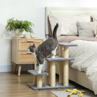 PawHut 3-Tier Dog Stairs with Sisal Scratching Post - White & Grey-Features a flexible top step, allowing for multiple configurations to fit space 