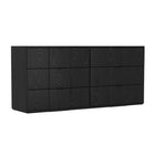 Manhattan Comfort Clive 72" Mid-Century Modern 6-Drawer Double Dresser - Black-Metal recessed handles keep the silhouette sleek, seamless, and uncluttered