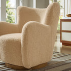 Modway Montrose Wingback Sherpa Swivel Accent Chair - Ivory Walnut-360º Swivel