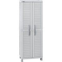 Dura Housewares Utility Outdoor Cabinet III with Shelves - 25.6"W x 17.7" D x 74.4"H - Grey-This shelf is made of 100% resin