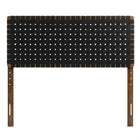 Modway Sparta Weave Vegan Leather Full Headboard with - Walnut Black-5 Height-Adjustable Mounting Positions